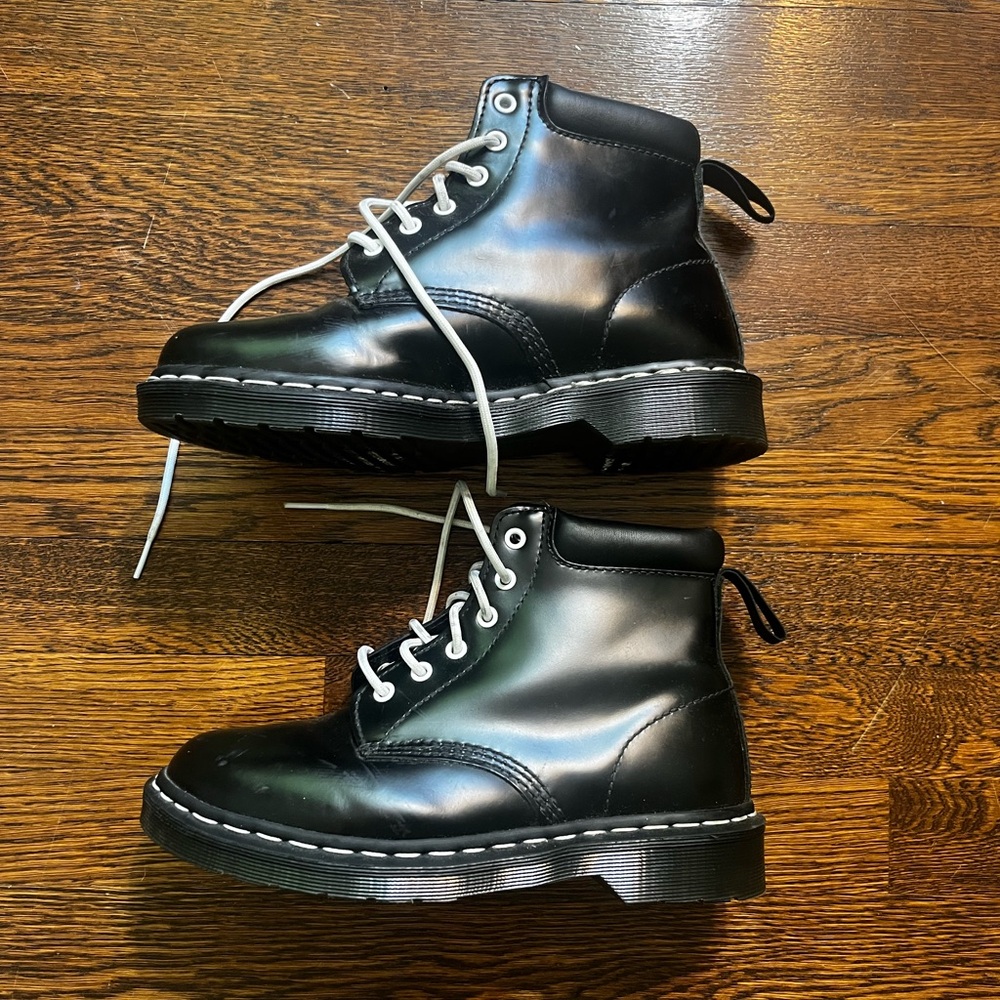 Black Leather Lace-Up Boots